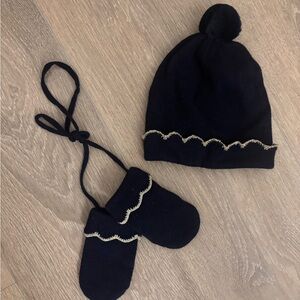 Jaqadi Paris Midnight Blue Hat & Mitten Set (infant)